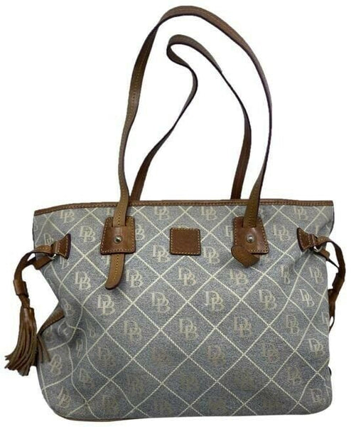 Dooney and Bourke shopping large gray brown fabric tote