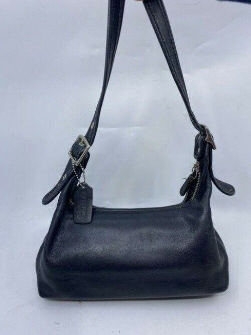 coach vintage small black leather shoulder bag