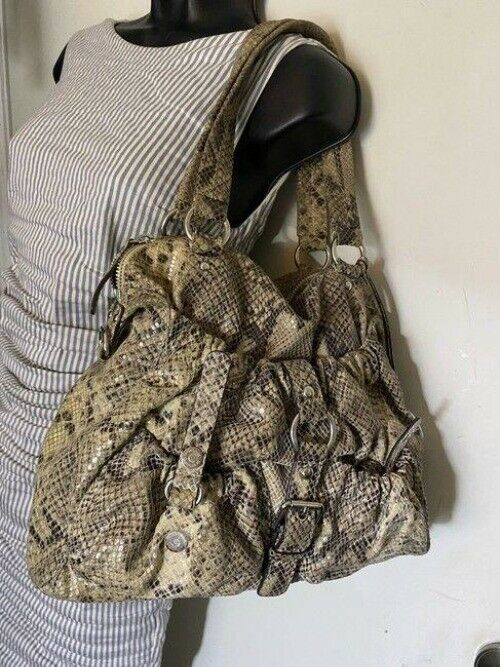 michael kors bag snake print beige leather tote