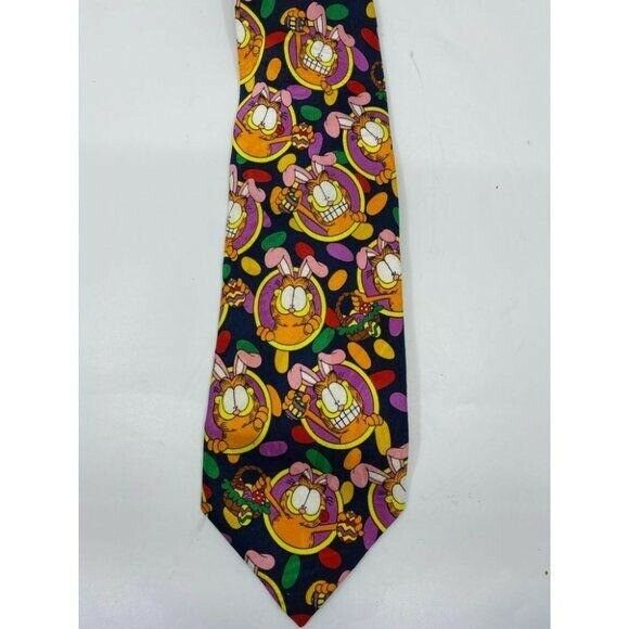 NWT Garfield Neck Tie Bunny Navy Orange Purple