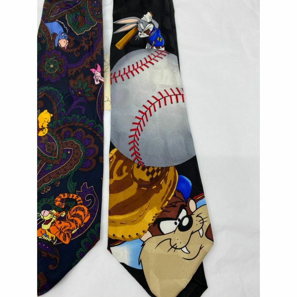 New Lot of 3 Neck tie Disney, Looney Tunes Black Yellow Green Total Msrp 75
