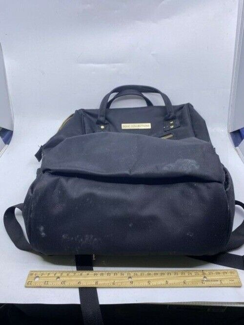 Multi Pocket Black Fabric Backpack