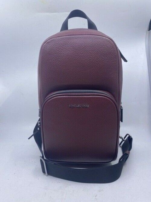 Michael Kors Cooper Ling Pack Merlot Pebbled Leather Backpack