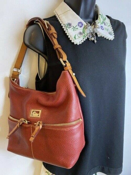 dooney and bourke red leather hobo bag