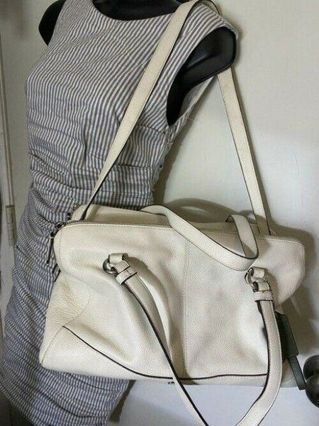 Coach w medium handbag w strap classic white leather shoulder bag