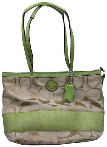 Coach Shopper Green Fabric Shoulder Bag