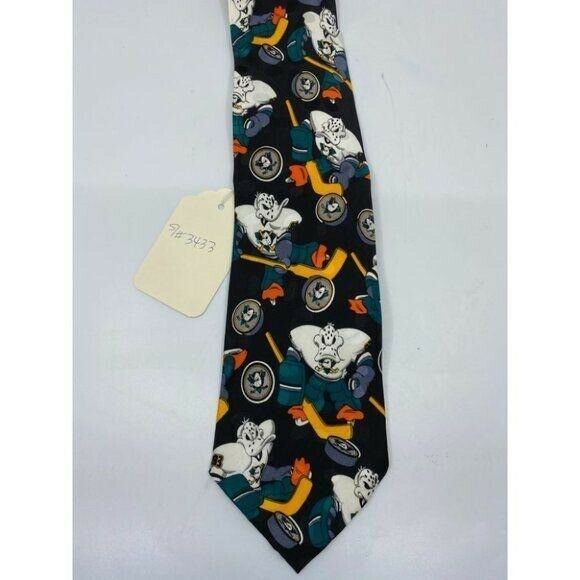 NWOT Disney Novelty Black Green Neck Tie Silk