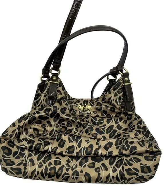 coach in need of tlc brown fabric shoulder bag