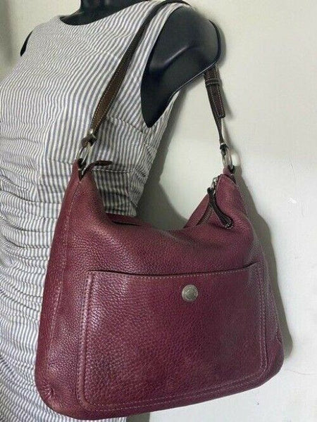 coach medium bag handbag maroon leather shoulder bag