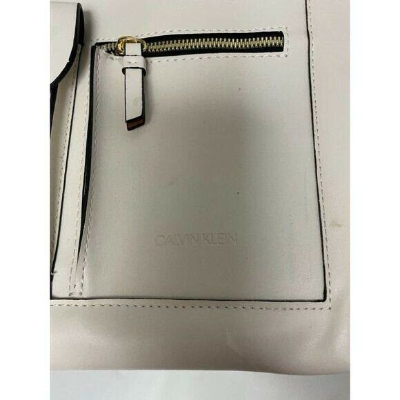 Calvin Klein Cream Leather Shoulder Bag