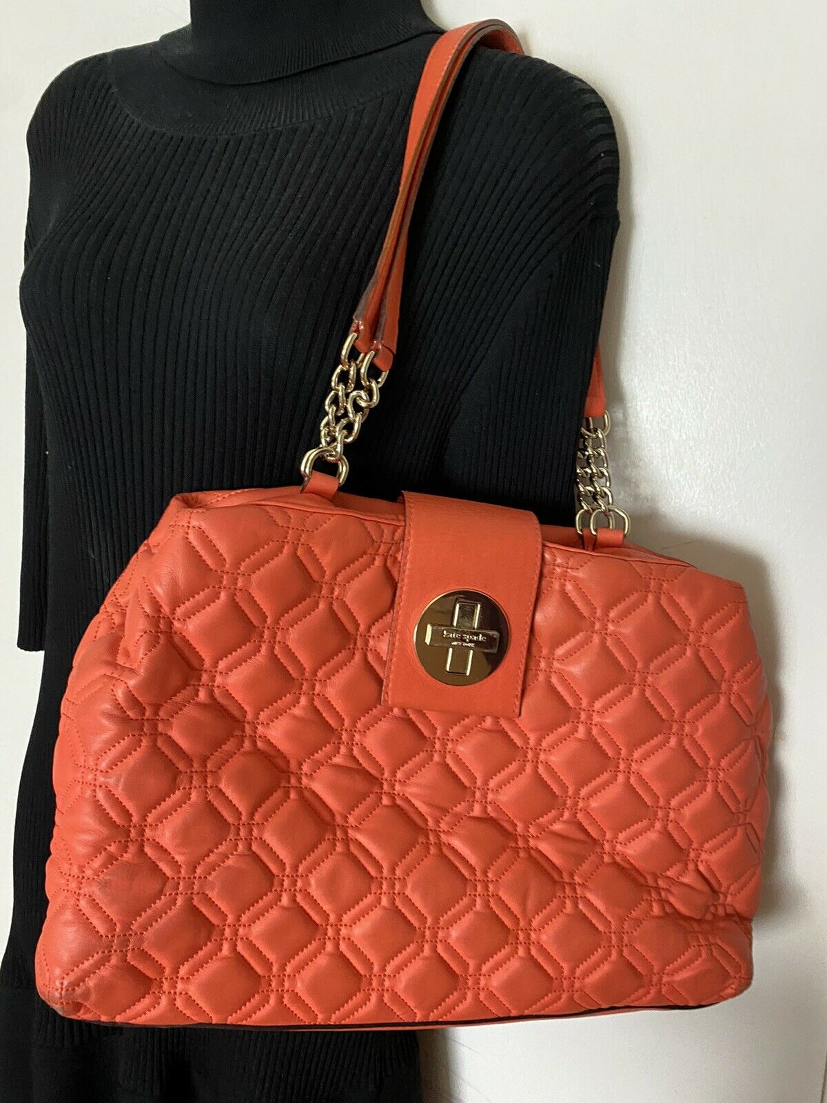 Kate Spade Orange Leather Tote Bag