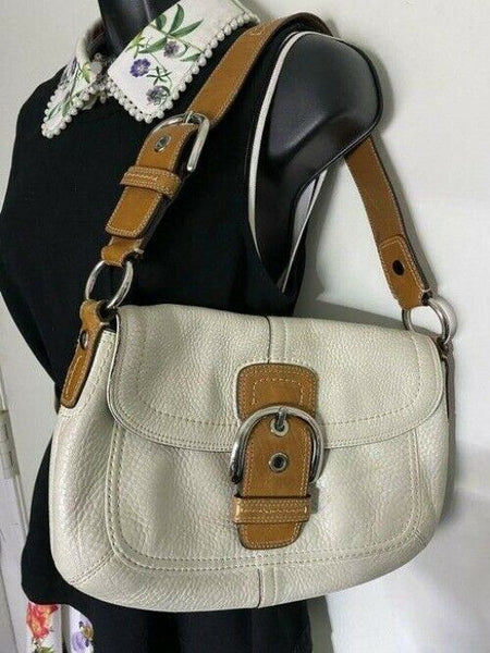 coach off white brown leather shoulder bag