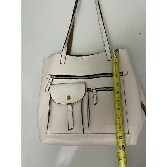 Calvin Klein Cream Leather Shoulder Bag