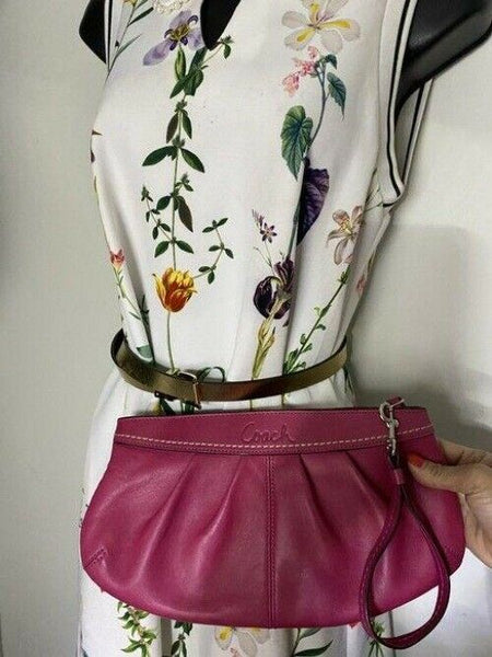 coach purple leather mini purse cosmetic bag