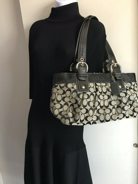 Coach Black Interwoven Fabric Tote Bag