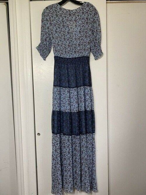 nicole miller blue brown new msrp long formal dress