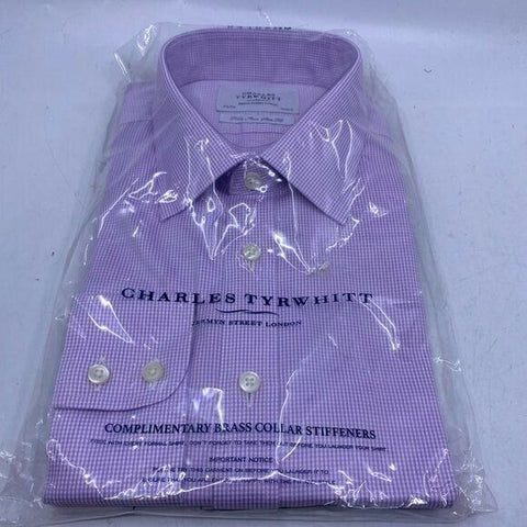 Charles Tyrwhitt Lilac non iron puppytooth slim fit