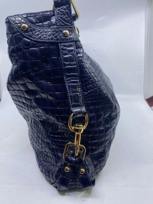 Rebecca Minkoff Croc Embossed Black Leather Shoulder Bag