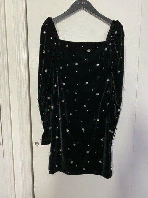 nicole miller black new velvet embellished msrp short formal dress