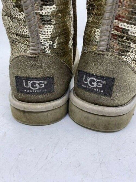Ugg Australia Silver Fashion Sequin Great Condition Bootsbooties Size Us
