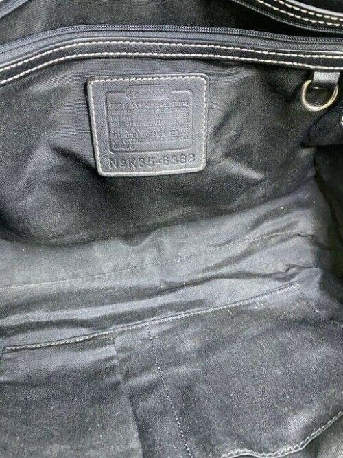 coach bag beige black fabric tote