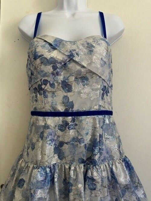 marchesa blue white nwot notte blue short formal dress