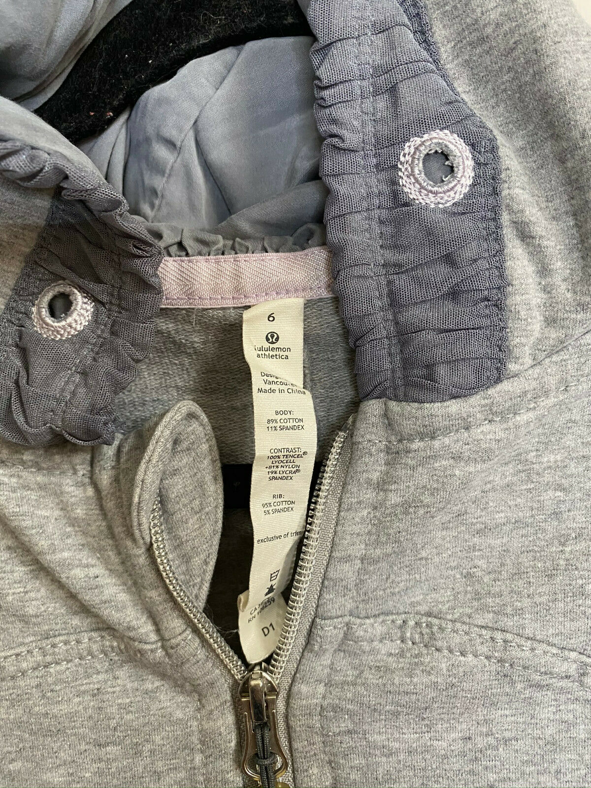 LULULEMON Womens Gray Long Sleeves Stylish Hoodies Size: 6