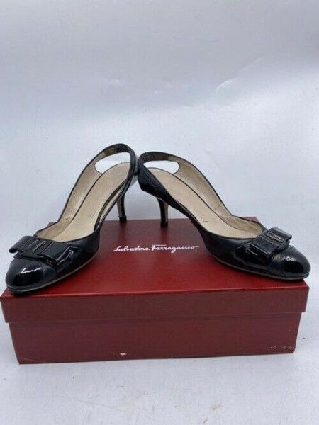 Salvatore Ferragamo Black Mara Bow Pumps Size Us