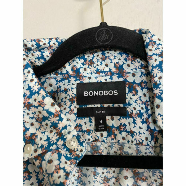 BONOBOS Blue White Orange Printed Long Sleeve Button Down Shirt Size M