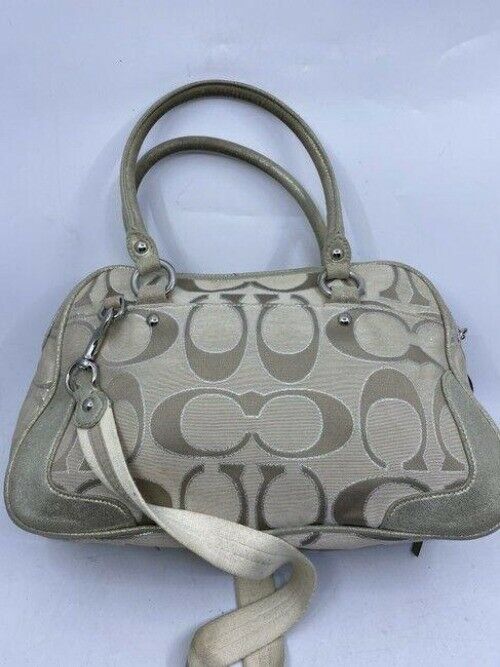 coach msrp silver gray fabric cross body bag