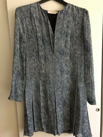 TORY BURCH Snake Print Silk LS  Dress
