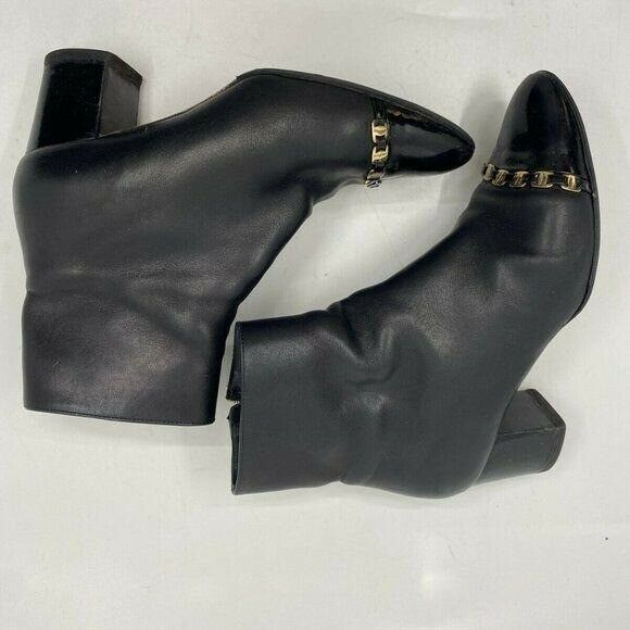 Msrp$730 SALVATORE FERRAGAMO Booties W/ Gold signa