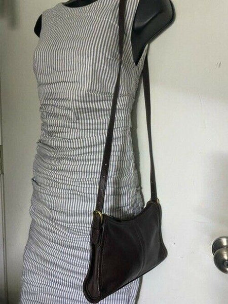 coach vintage small brown leather cross body bag