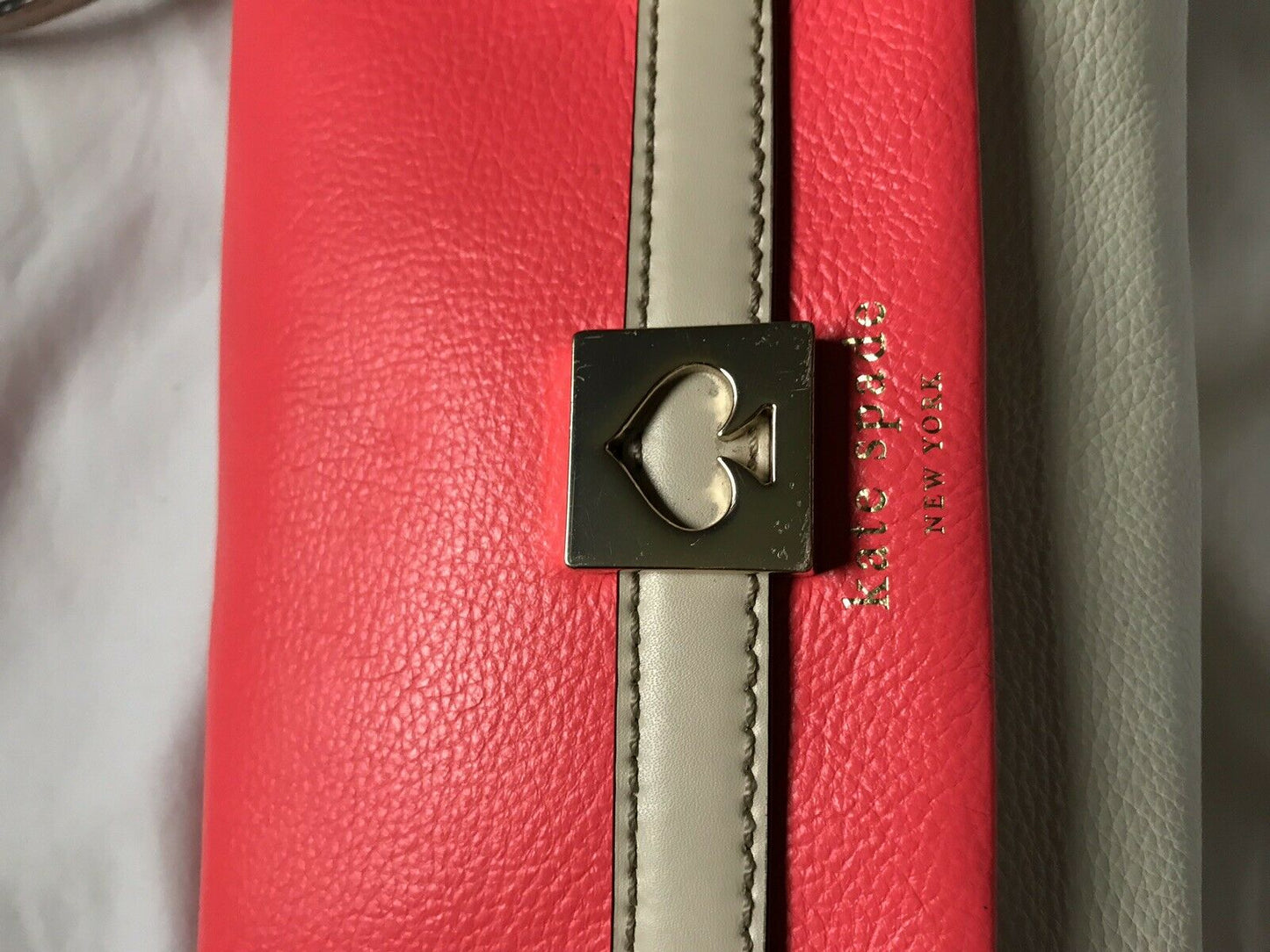 KATE SPADE Fuschia/ Cream Leather Crossbody