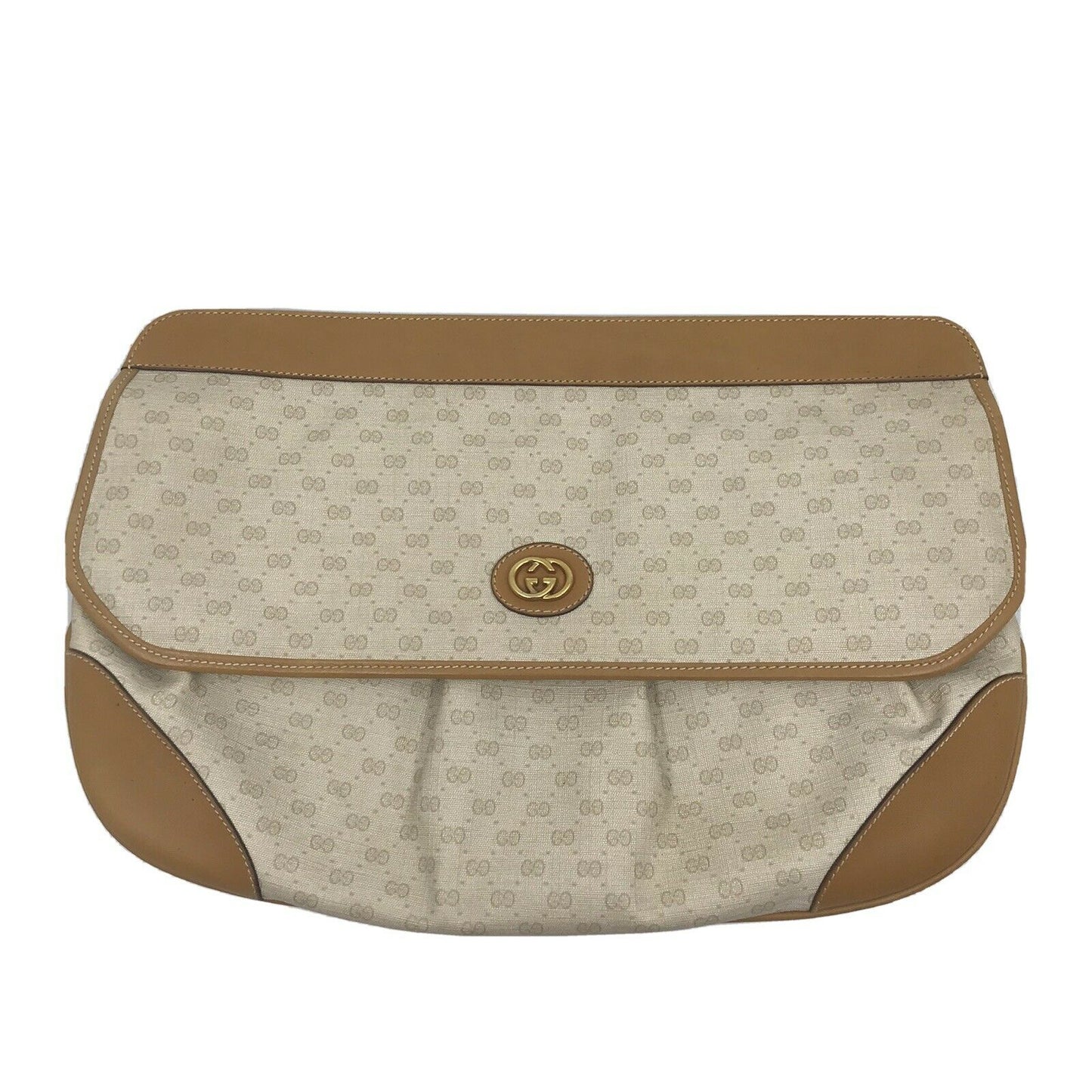 GUCCI Vintage Beige All Over Logo Clutch Bag