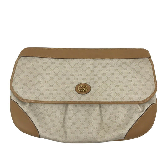 GUCCI Vintage Beige All Over Logo Clutch Bag