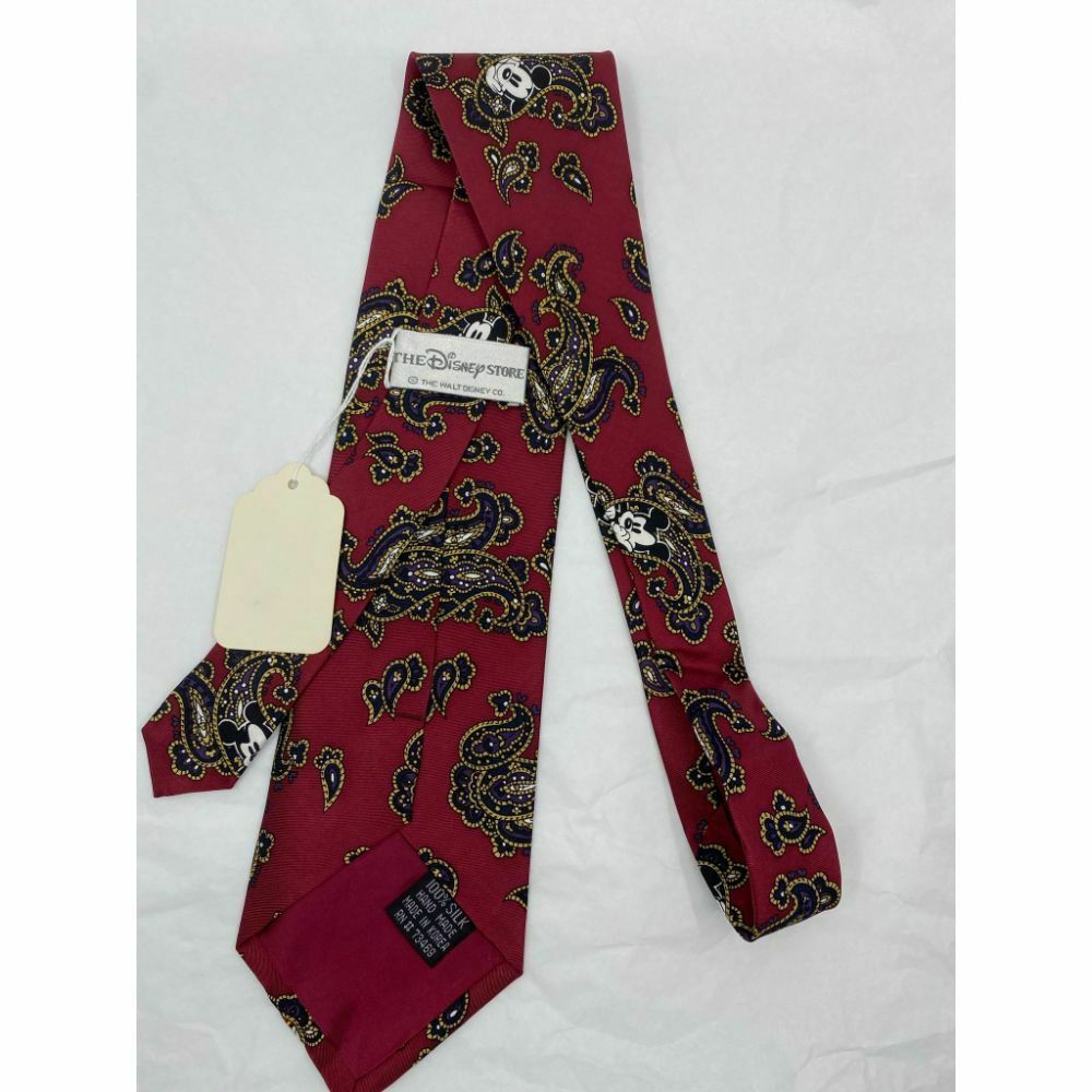 MICKEY MOUSE Disney Neck Tie Red Black Hand Made 100% Silk