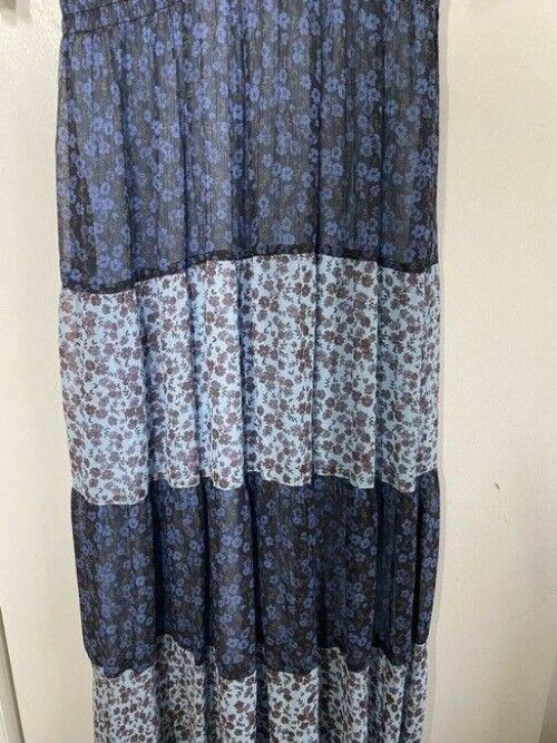nicole miller blue brown new msrp long formal dress