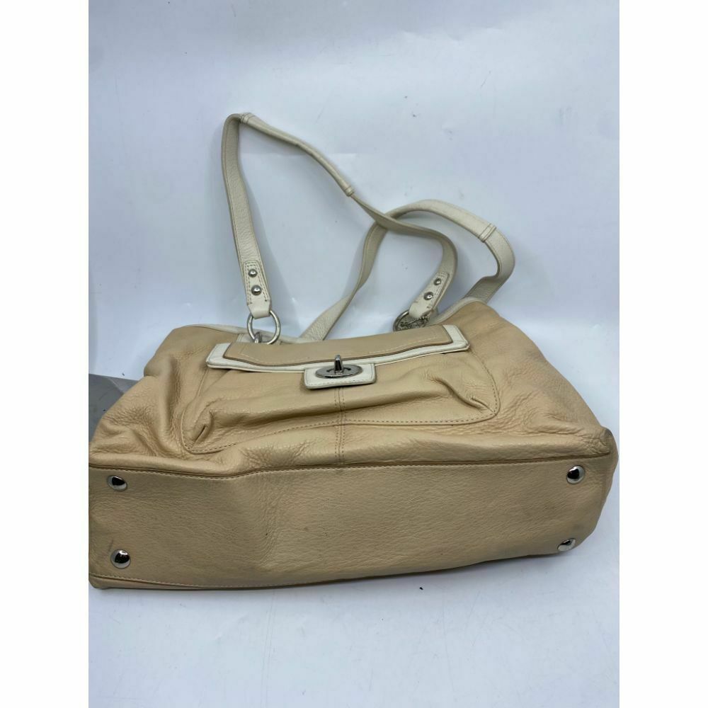 COACH Medium/ Large Leather Tan White Shoulder Bag