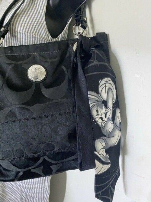 coach w w detachable specialty tie accent black shoulder bag