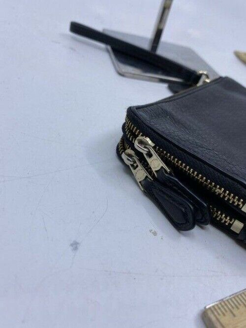 coach double zip like black wristlet