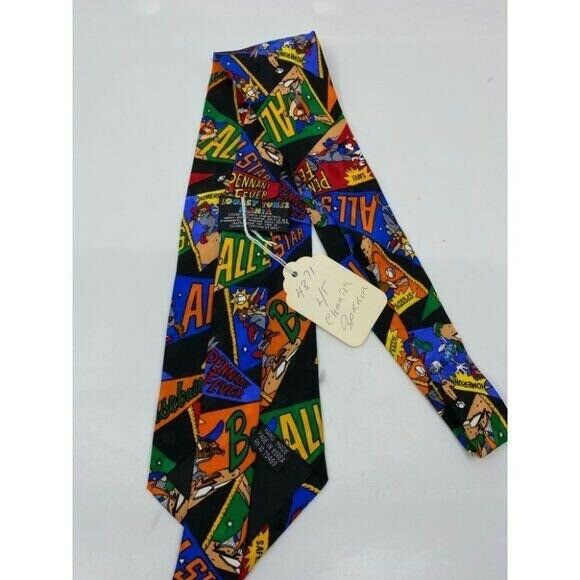 NWOT Looney Tunes Neck Tie Black Green Blue Silk