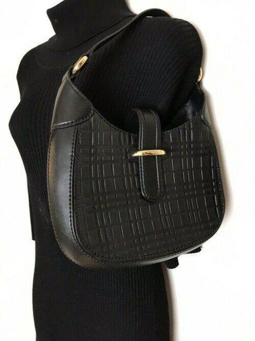 burberry vintage black leather shoulder bag