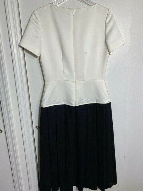 carolina herrera white black new sample mid length cocktail dress