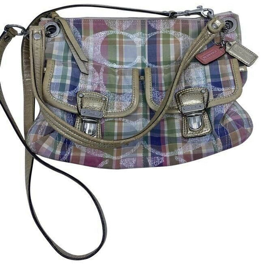 coach msrp multicolor fabric cross body bag
