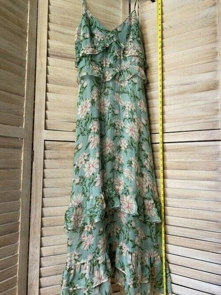 nicole miller green pink floral msrp long casual maxi dress