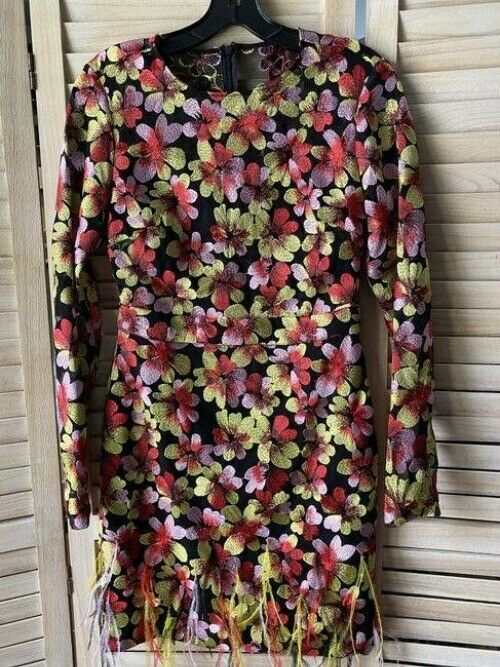 Nicole Miller Black Coral Green Msrp Short Casual Dress