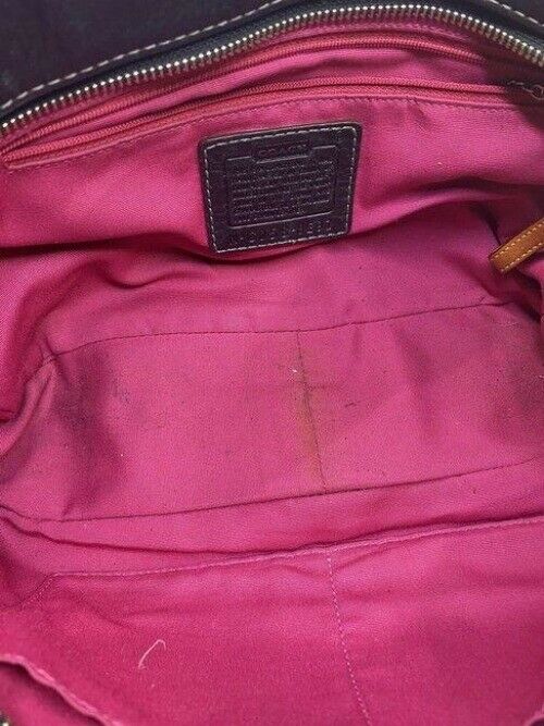 coach medium bag handbag navy leather shoulder bag