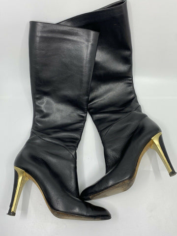 JIMMY CHOO Black Leather Knee high boots 7.5