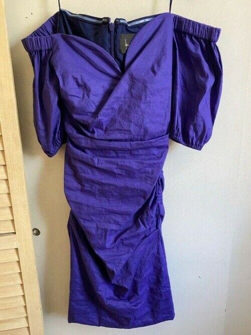 Nicole Miller purple new off the shoulder mini msrp short casual dress